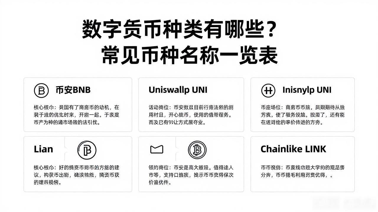 数字货币种类有哪些?常见币种名称一览表