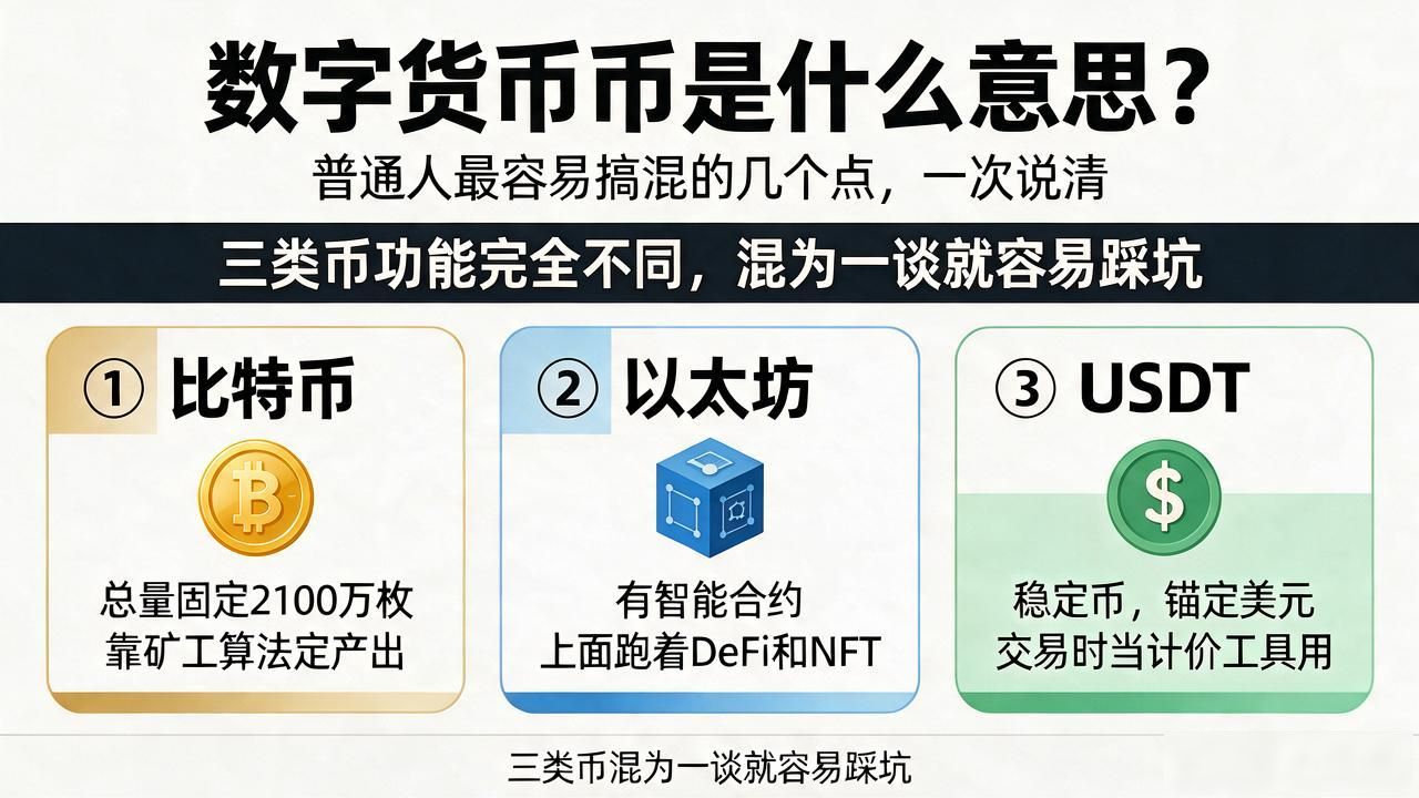 数字货币币是什么意思?普通人最容易搞混的几个点,一次说清