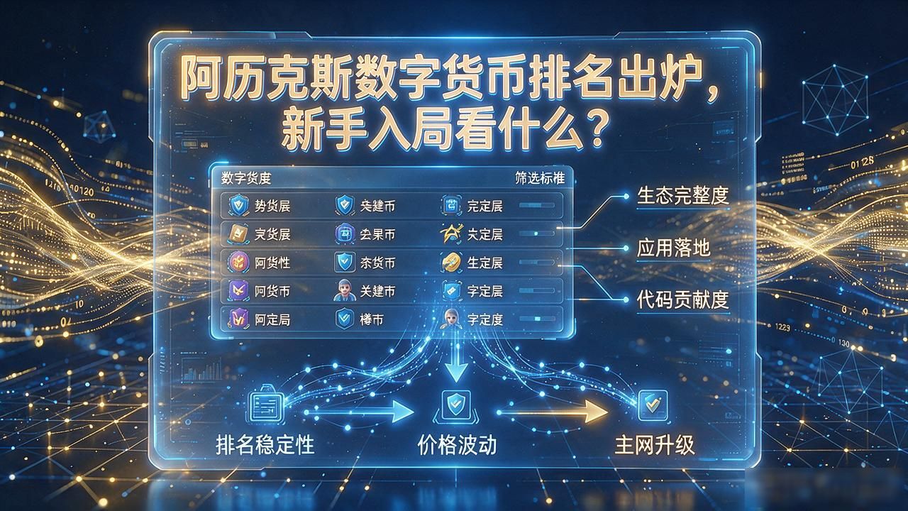 阿历克斯数字货币排名出炉,新手入局看什么?