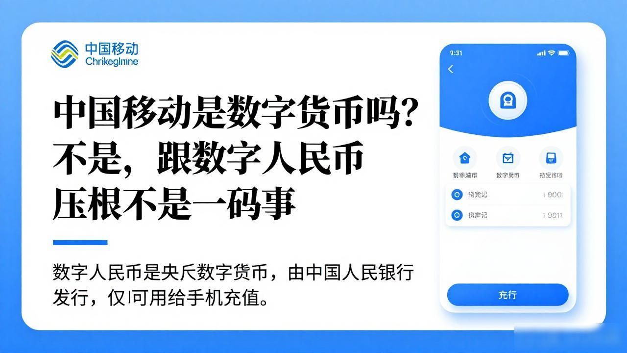 中国移动是数字货币吗?不是,跟数字人民币压根不是一码事
