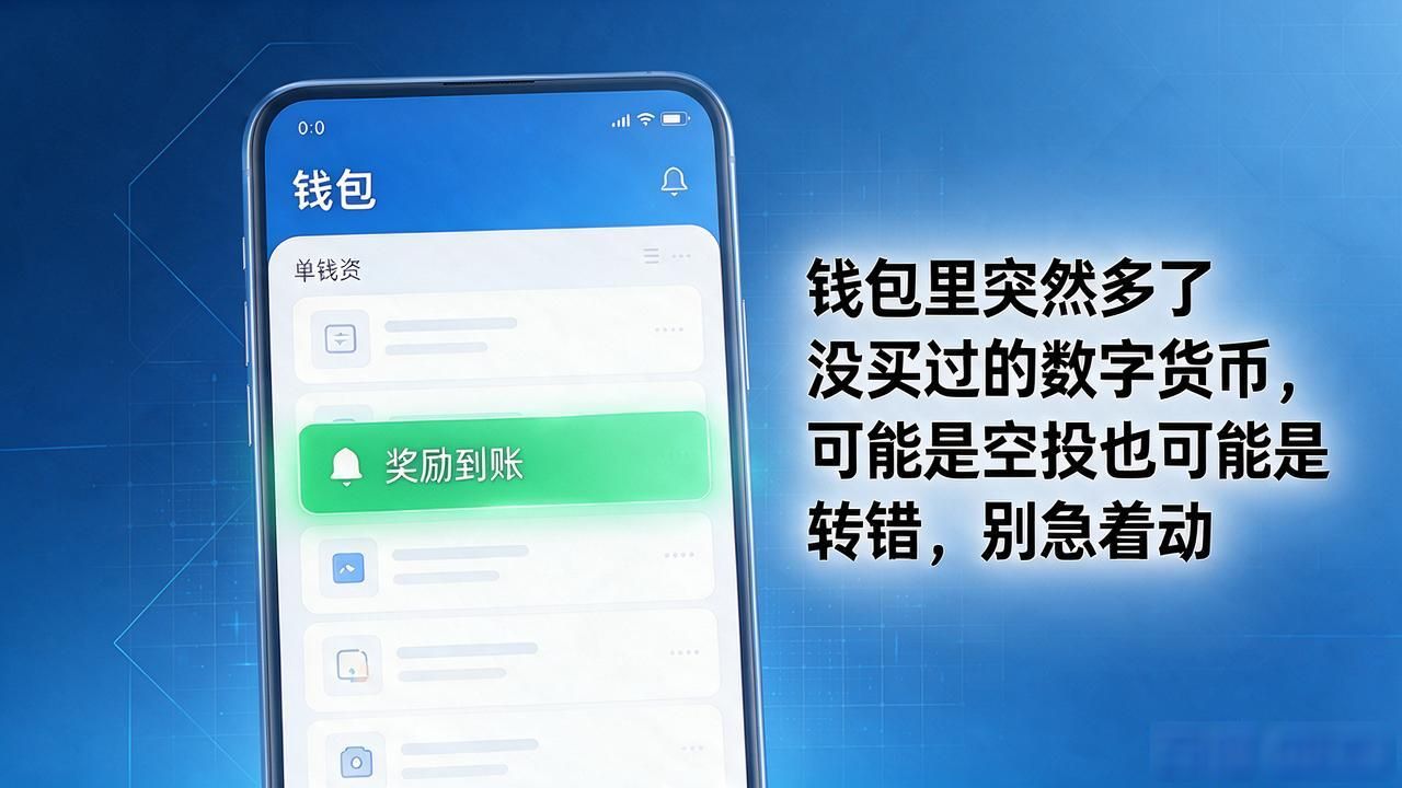 钱包里突然多了没买过的数字货币,可能是空投也可能是转错,别急着动