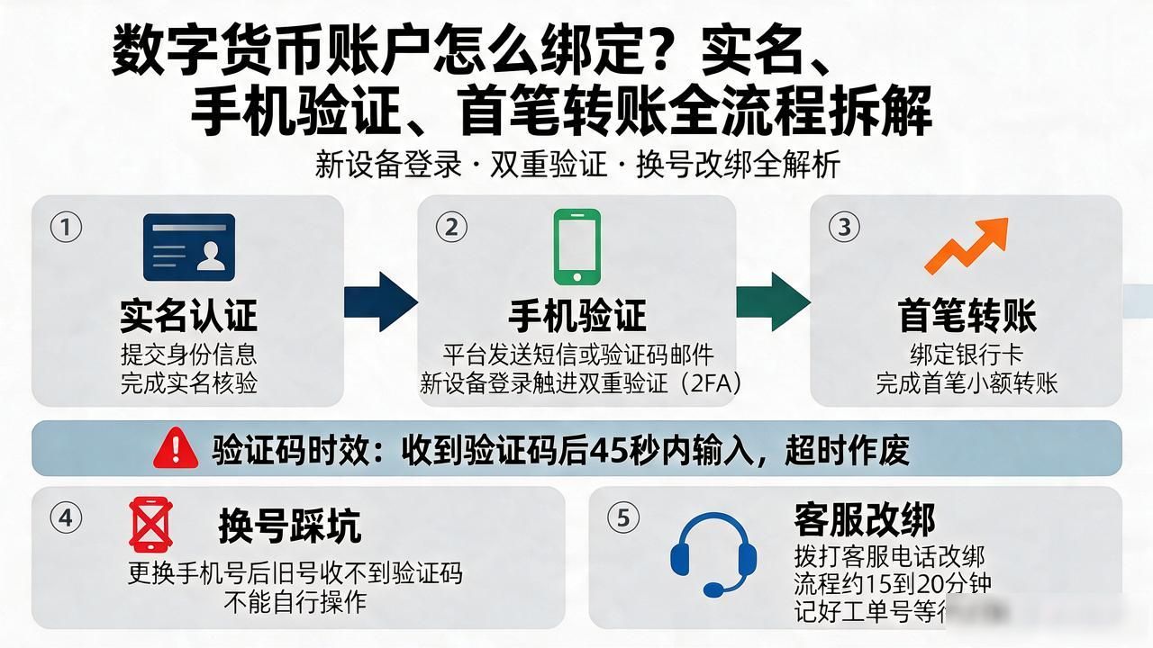 数字货币账户怎么绑定?实名、手机验证、首笔转账全流程拆解