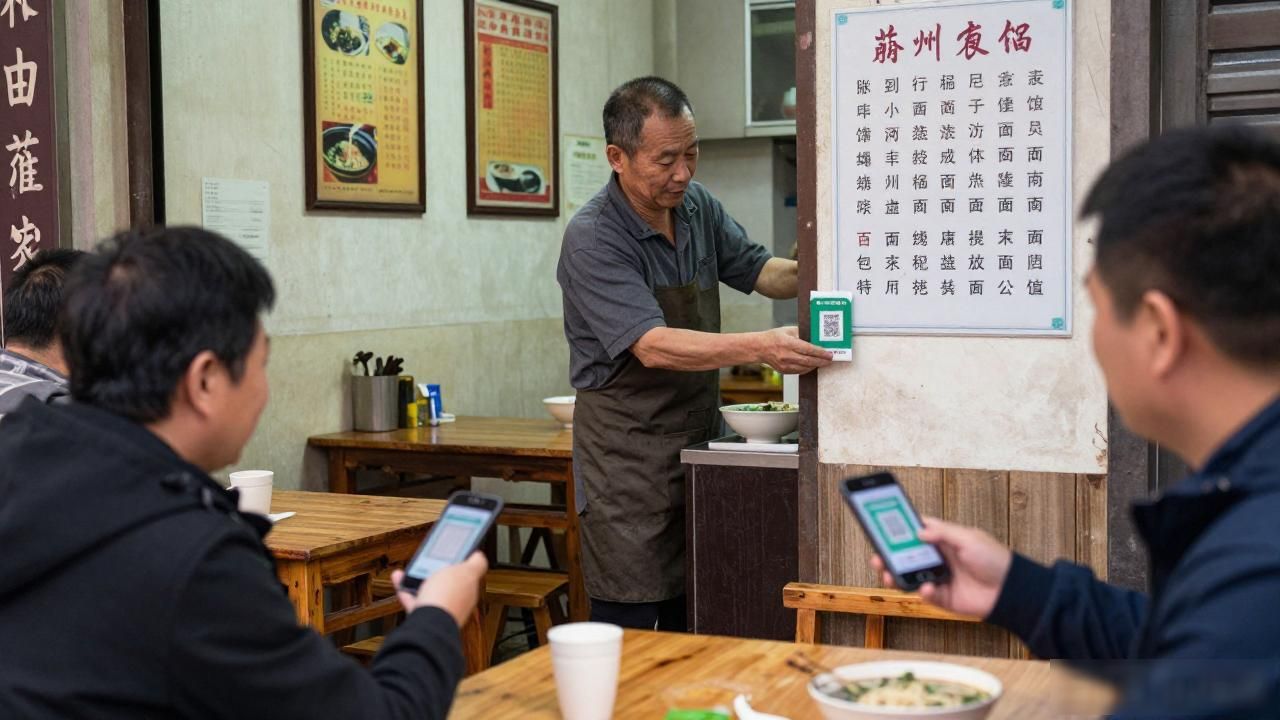数字货币是一张名片:开了十年面馆的老张,为啥把码钉在菜单上